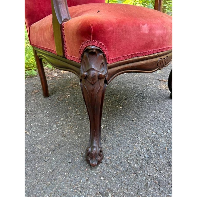 French Country Mid 20th Century Louis XIV Style High Back Throne Style Open Armchair For Sale - Image 3 of 18
