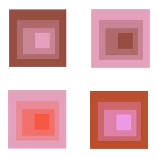 Abstract Geometric Color Study in Warm Pinks - Set of 4 20" X 20" For Sale