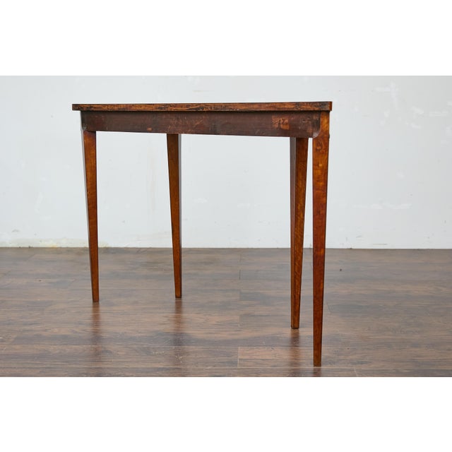 19th Century English Neoclassical Walnut Demi-Lune Table with Tapered Legs For Sale - Image 12 of 12