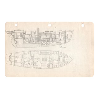 1950s Maine Marine Architectural Drawing on Paper For Sale