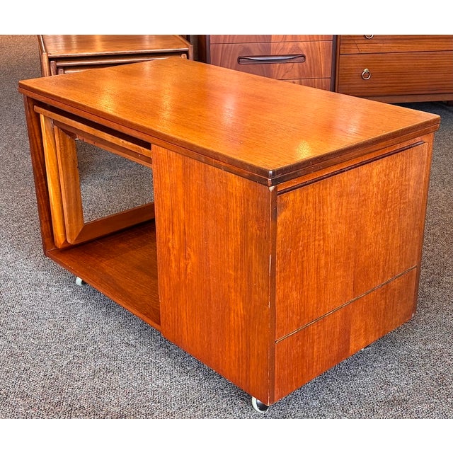 Mid-Century Modern Mid Century Modern Teak Modular Swivel-Top Coffee or Games Table With Mini-Bar and Nesting Tables by McIntosh c.1960 For Sale - Image 3 of 17