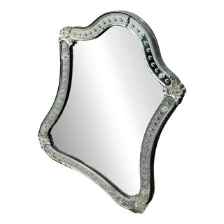 Art Nouveau Etched and Scalloped Table Mirror, Venice, 1910s For Sale