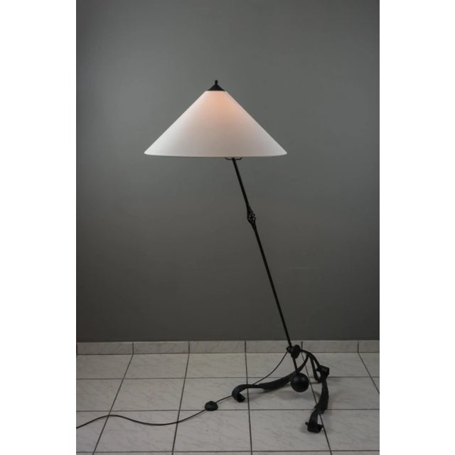 Black Adjustable Wrought Iron Painted Floor Lamp, 1960s For Sale - Image 8 of 18