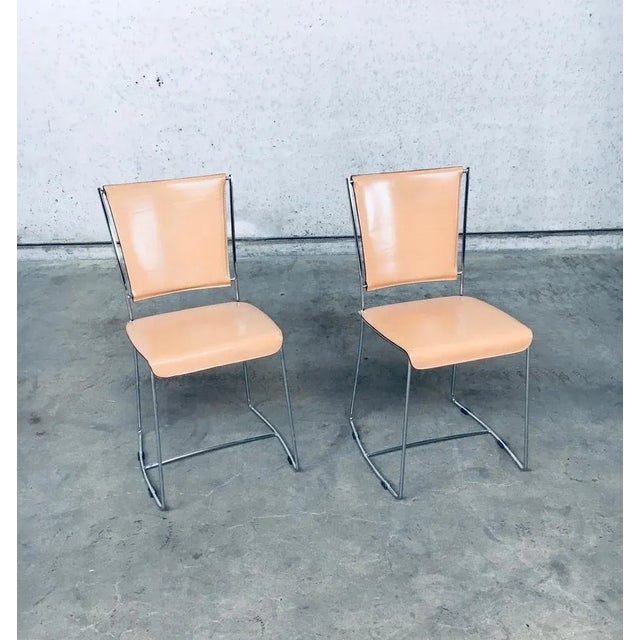 Set of Postmodern Italian Design Leather Dining Chair Set by Segis, 1990s For Sale - Image 10 of 18