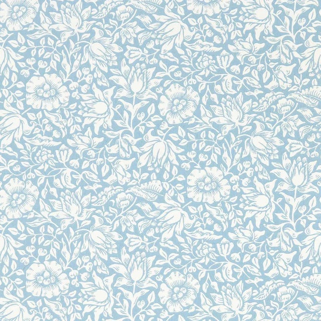 Morris & Co Mallow Wallpaper in Powder Blue For Sale