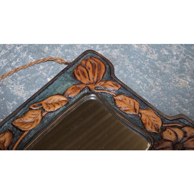 Antique French Art Nouveau Floral Carved Wall Mirror For Sale - Image 3 of 9