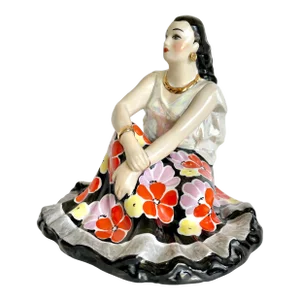 1960's Porcelain Figure of Woman in Floral Dress