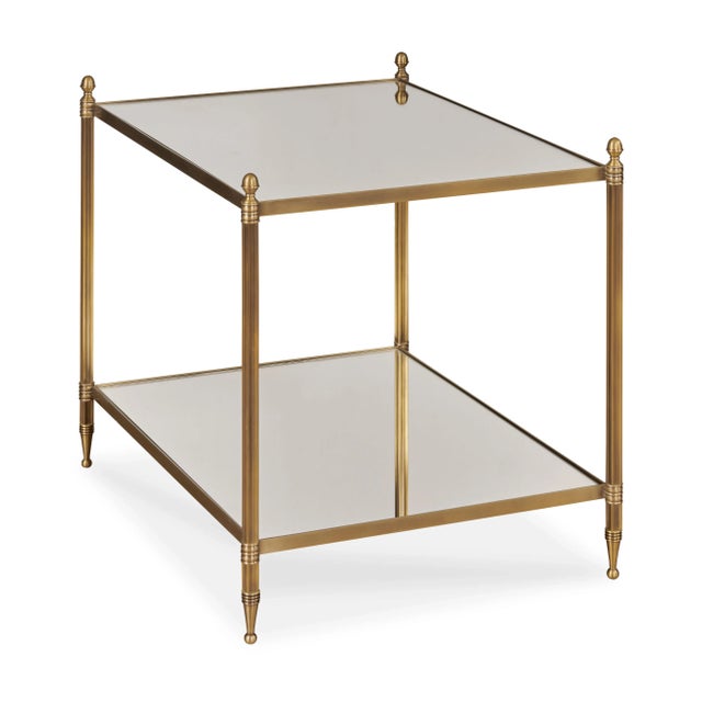 Century Furniture Odesa Brass & Mirrored Top Chairside Table For Sale - Image 4 of 4
