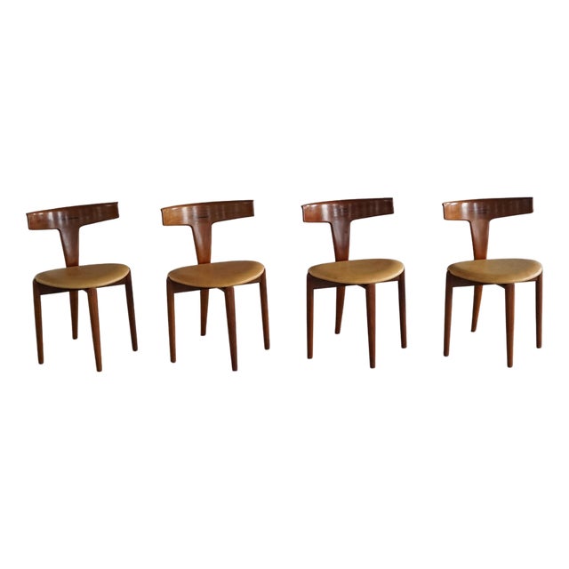 Mid-Century Danish T Chairs from Erik Andersen & Palle Pedersen, 1950s, Set of 4 For Sale