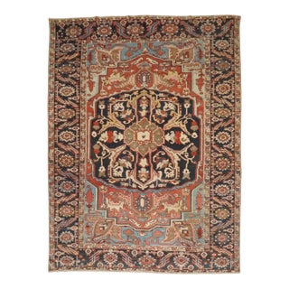 Antique Zabihi Collection Masculine Persian Heriz Rug - 8'8" x 12'2" For Sale