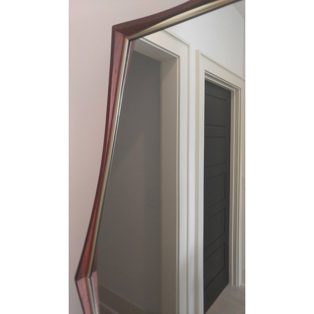 Edmund Spence Style Walnut & Brass Hexagonal Mirror Chairish