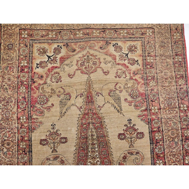 Textile 19th Century Persian Kerman Lavar Pictorial Rug, Hand-Knotted Wool, Tree of Life Pattern, Tan & Red, 4x6 For Sale - Image 7 of 14