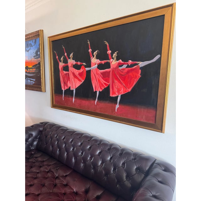 Raspberry Red George T. Chakos Fine Art: "Pas D' Quatre" For Sale - Image 8 of 8