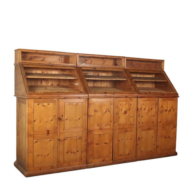 Large Cypress Wood and Blown Glass Showcase, Early 20th Century For Sale - Image 9 of 9