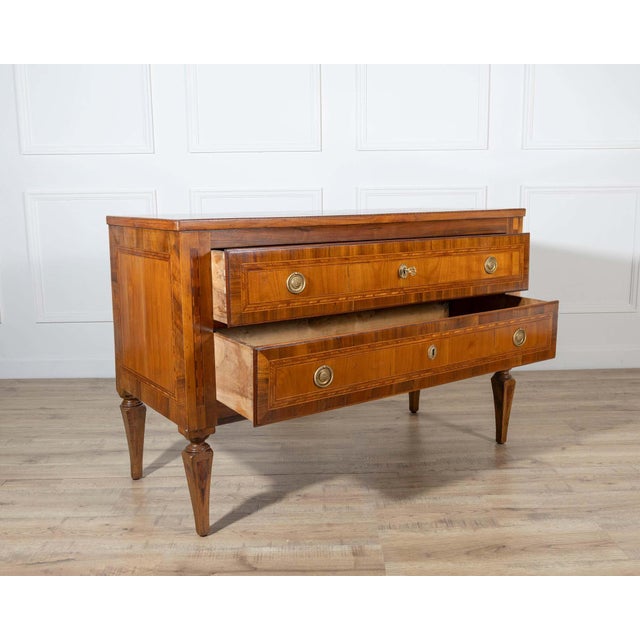19th Century Neoclassical Inlaid Walnut and Cherry Italian Commode For Sale In Atlanta - Image 6 of 10
