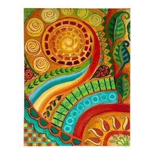 Large Carol Bertrand Yellow and Green Joy Meditation Series