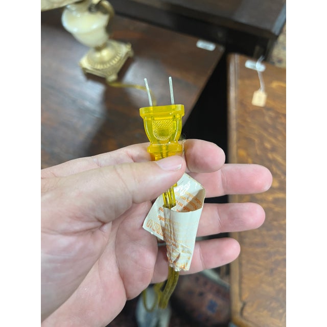 Stone Vintage Petite Polished Alabaster French Style Accent Lamp For Sale - Image 7 of 7