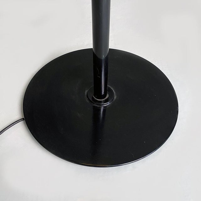 Italian Postmodern Black Metal Floor Lamp with White Metal Lampshade, 1980s For Sale - Image 13 of 14