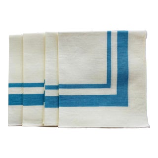 Vintage Blue and White Striped Cottage Napkins, Set/4 For Sale
