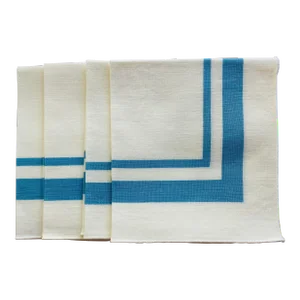 Vintage Blue and White Striped Cottage Napkins, Set/4