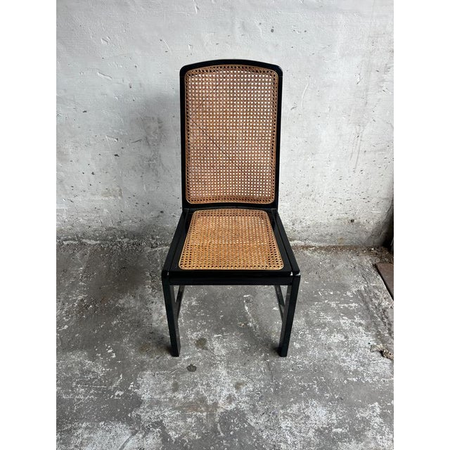 Black Lacquered Cane Dining Chairs, 1980s, Set of 4 For Sale - Image 4 of 7