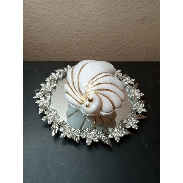 1960s Gorgeous Signed Ceramic Shell Shaped Trinket Box For Sale - Image 4 of 7