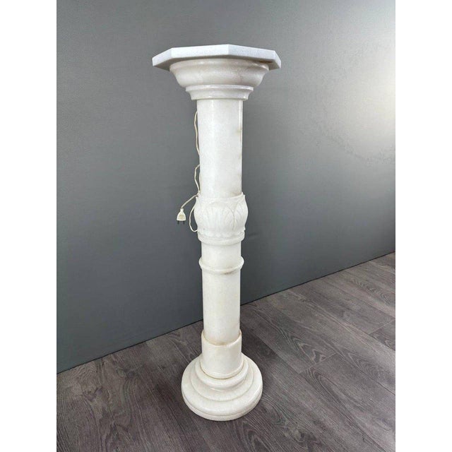 Stone Mid-Century Carved White Marble Column, 1950s For Sale - Image 7 of 8