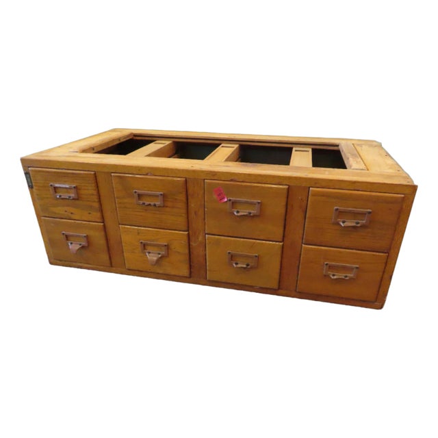 Vintage Wooden 8 Drawer Index Filing Cabinets No. 163066 For Sale