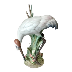 Vintage Mid Century Porcelain Bowing Crane