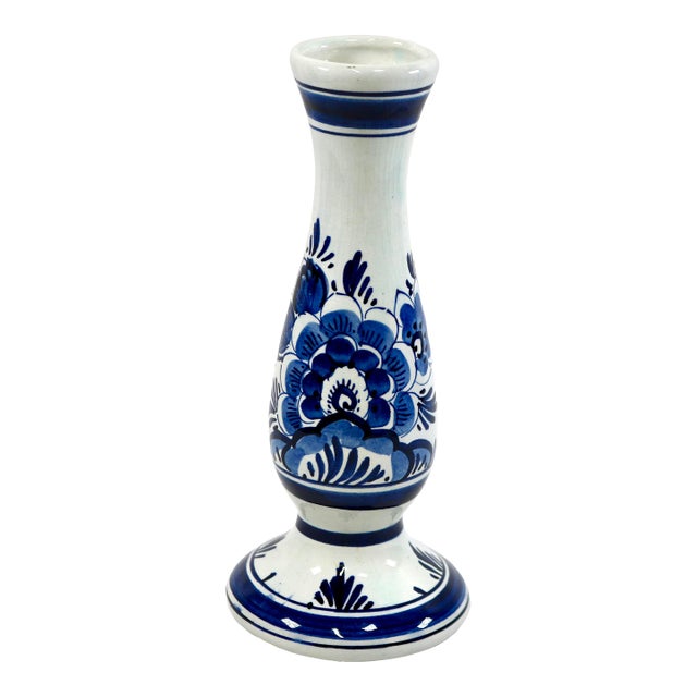 Mid-Century Blue and White Delft Bud Vase For Sale