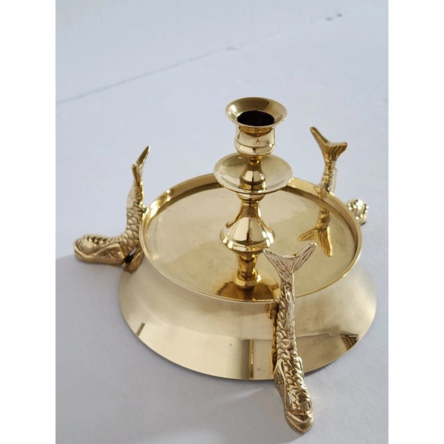 Metal Vintage Wildwood Brass Koi Fish Candle Holders-A Pair For Sale - Image 7 of 12