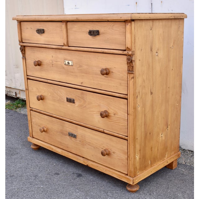 Late 19th Century Pine Chest of Five Drawers For Sale - Image 5 of 12