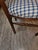 Handsome Tall Back Country Walnit French Side Chair Upolstered in Piped Blue and White Check For Sale - Image 4 of 4