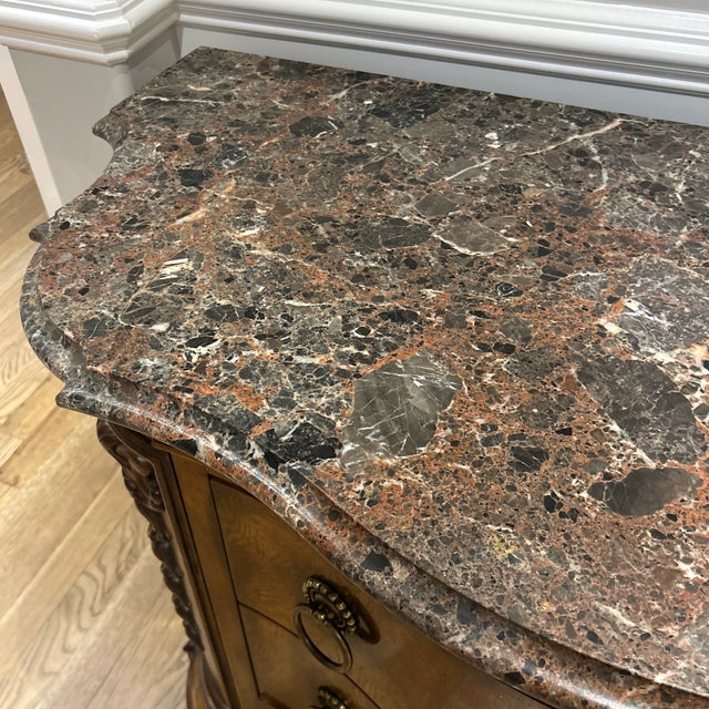 Vintage Henredon Bow Front Chest W/ Marble Top Excellent Condition For Sale In Memphis - Image 6 of 12
