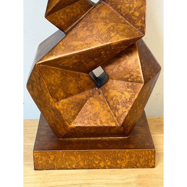 Paint Late 20th Century Christopher Guy Style Tortoiseshell Lacquer Spiral Polyhedron Lamps - a Pair For Sale - Image 7 of 11