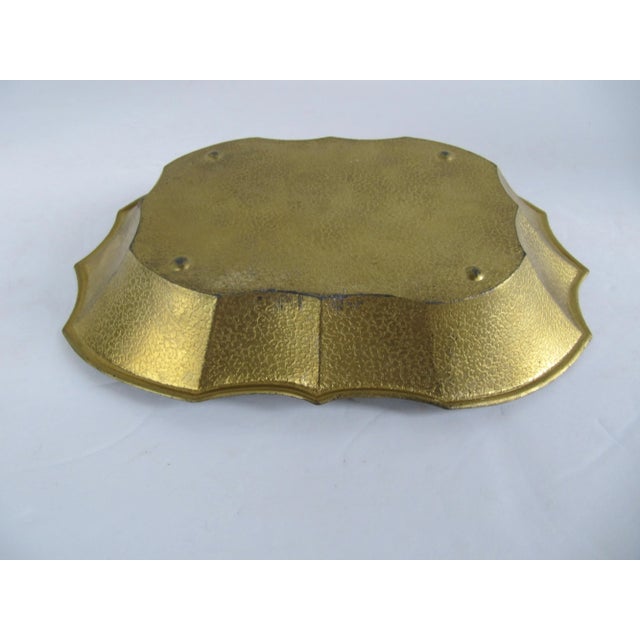 Hollywood Regency Vintage Ornate Gold Serving Dish With Scroll Design For Sale - Image 3 of 5