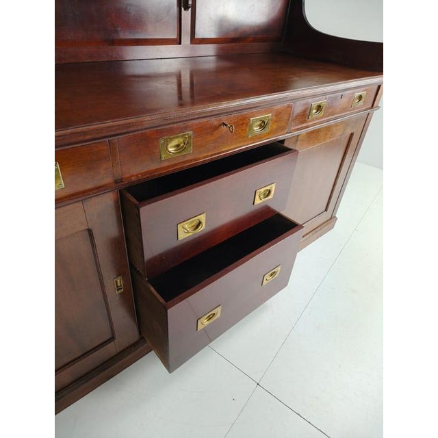 English Campaign Mahogany Dresser or Sideboard with Brass Hardware, Early 20th Century For Sale - Image 14 of 18