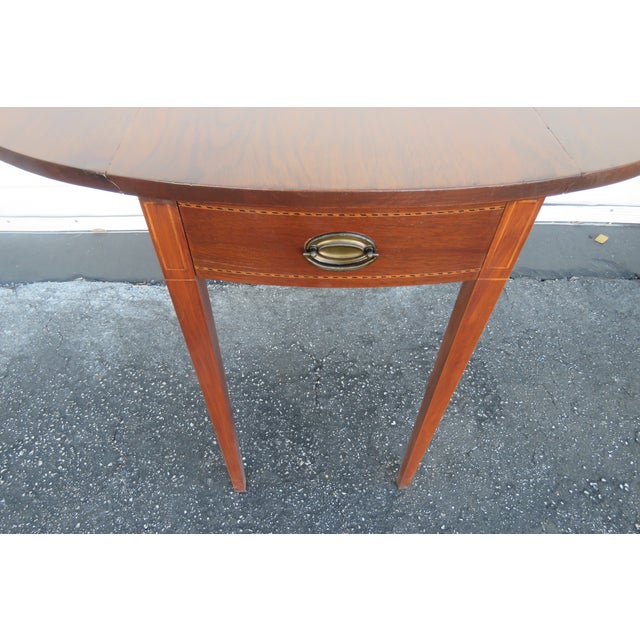 Brown Drop Leaf Mahogany Inlay Nightstand Side End Table 5875 For Sale - Image 8 of 12