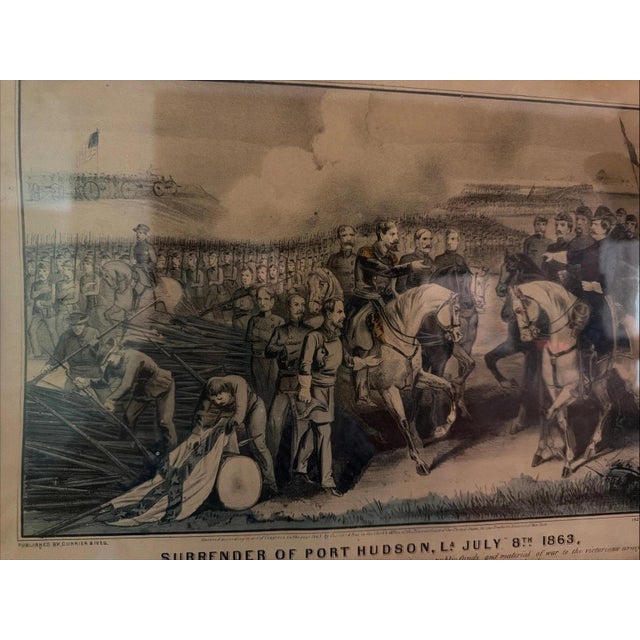 Currier & Ives Surrender of Port Hudson, Louisiana - 1863 Print with Frame For Sale In Milwaukee - Image 6 of 7