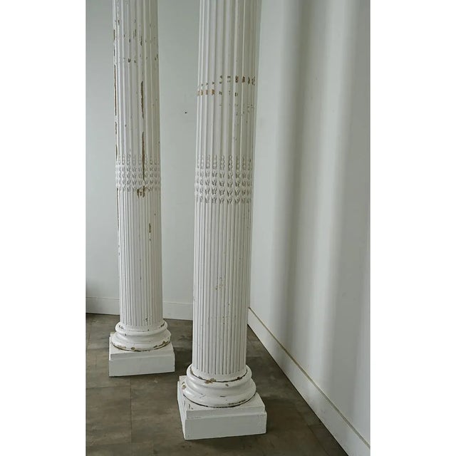 French 19th Century Pair of Monumental Painted Wood Columns For Sale In Baton Rouge - Image 6 of 12