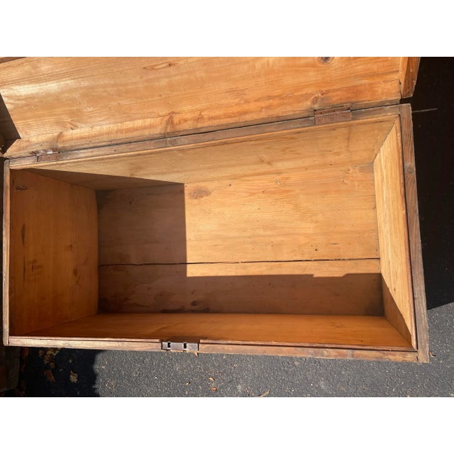 Antique Wood Travel Trunk - Primitive Wooden Storage Chest For Sale - Image 4 of 12