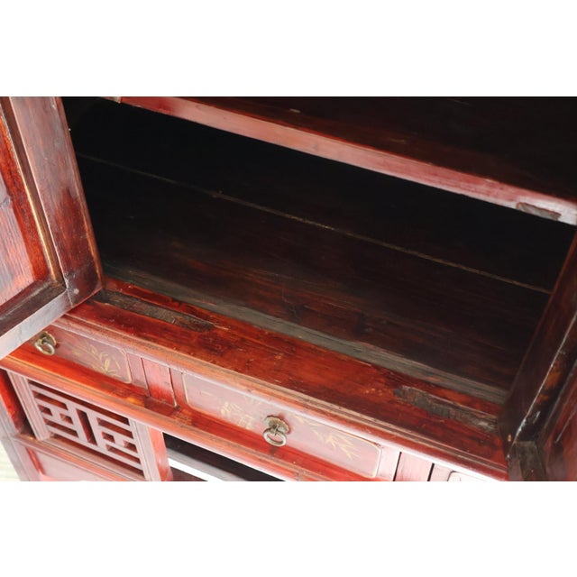 Early 20th-Century Chinese Red Lacquer Pantry Cabinet For Sale - Image 10 of 18