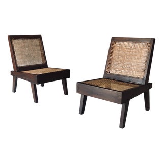 Low Modernist Folding Chairs by Pierre Jeanneret for Chandigarh, India, 1960s, Set of 2 For Sale