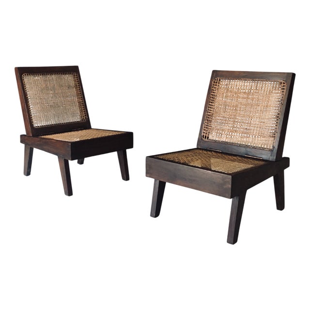 Low Modernist Folding Chairs by Pierre Jeanneret for Chandigarh, India, 1960s, Set of 2 For Sale