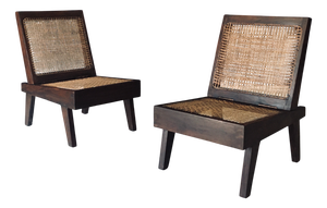 Low Modernist Folding Chairs by Pierre Jeanneret for Chandigarh, India, 1960s, Set of 2