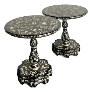 Vintage Boho Hand Painted Side Tables - A Pair For Sale