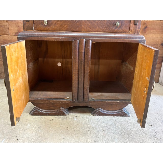 1930s Art Deco Waterfall Drop-Front Secretary Desk For Sale - Image 9 of 9