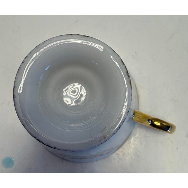 Antique Bohemian-Style Porcelain Tea Cup With Gilt Cartouche, C. 1900 For Sale - Image 4 of 6