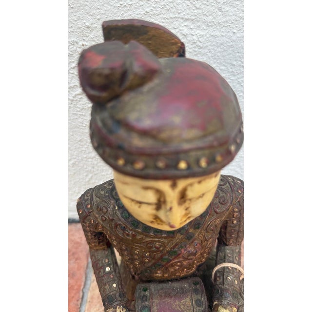 Mid 20th Century Hand-Carved Chinese Wooden Figural Sculpture of Seated Musician With Drum For Sale - Image 12 of 12