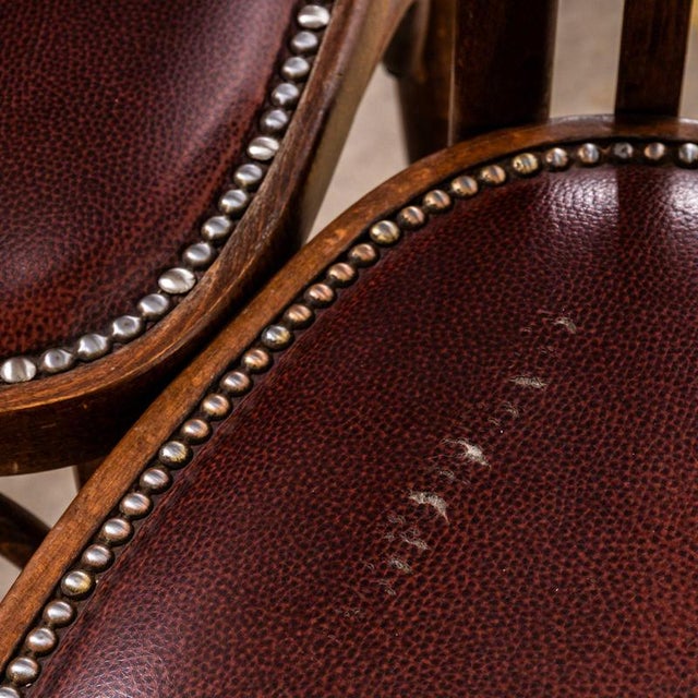 Gold Classic Bistro Red Upholstered Dining Chairs, 1950s For Sale - Image 8 of 12